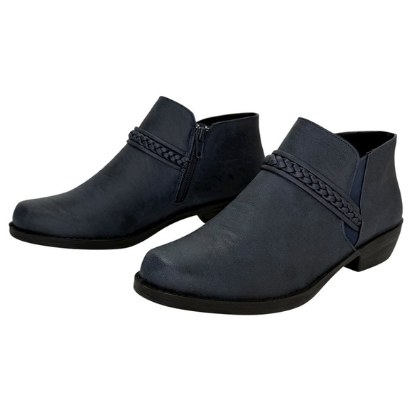 Easy Street Jalia Navy Faux Leather Womens Shooties Size 8W - Picture 8 of 12